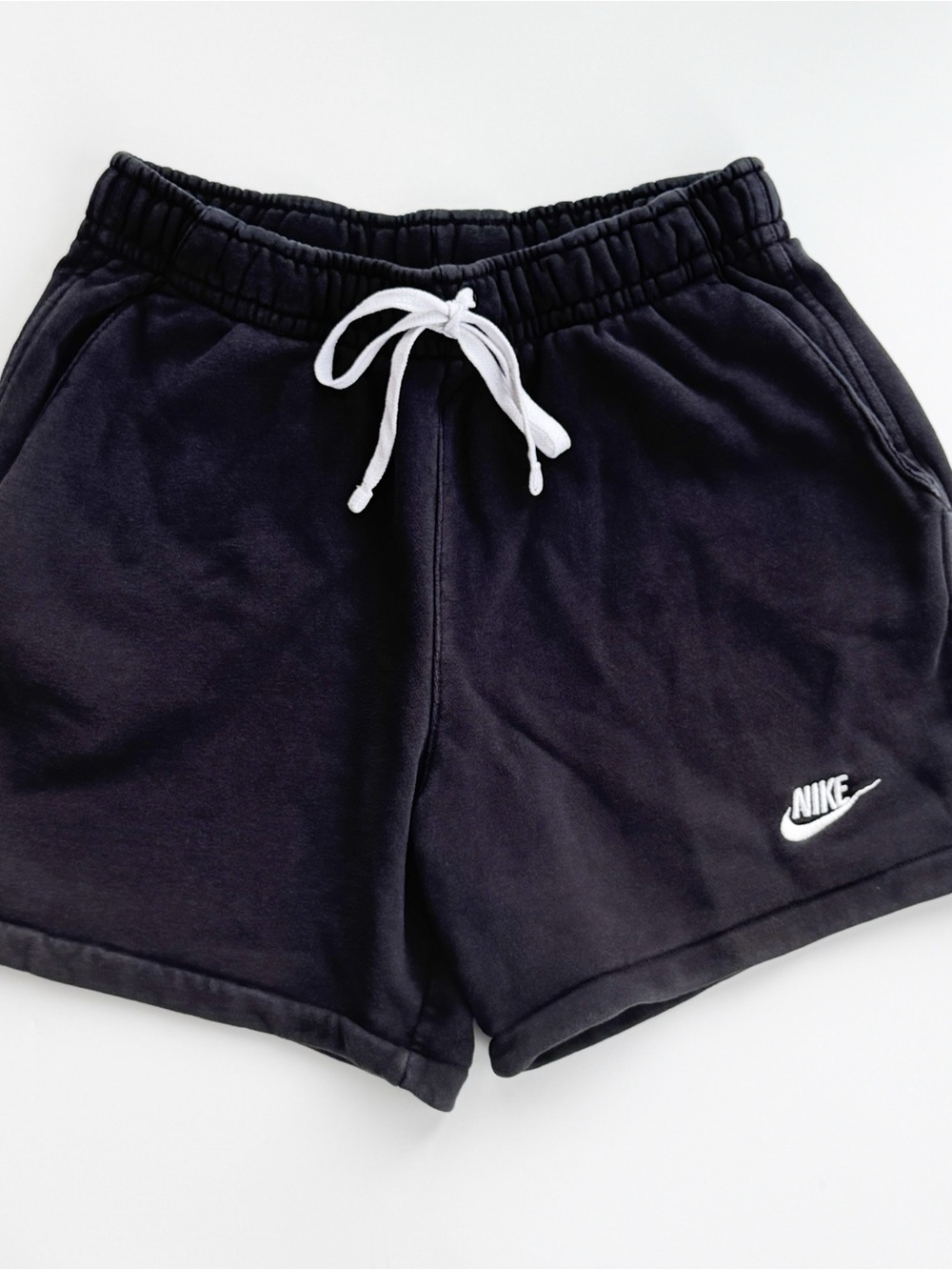 Nike Men's Black Athletic Knit Shorts with White Drawstring
